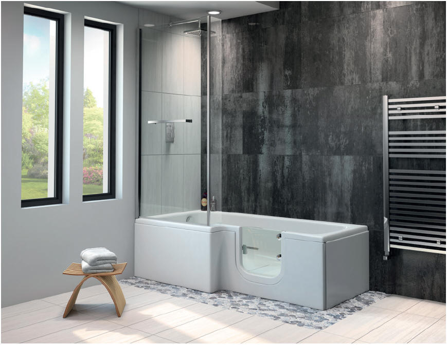 Mantaleda LARIMAR full length Walk in shower bath with door access